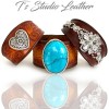 Hand Tooled Leather Cuff Bracelet Wristband with Heart Concho