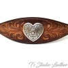 Hand Tooled Leather Cuff Bracelet Wristband with Heart Concho