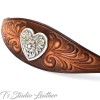 Hand Tooled Leather Cuff Bracelet Wristband with Heart Concho