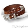 Hand Tooled Leather Cuff Bracelet Wristband with Heart Concho