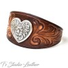 Hand Tooled Leather Cuff Bracelet Wristband with Heart Concho